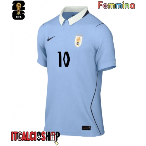 Uruguay Giorgian de Arrascaeta #10 Prima Maglia Femmina Mondiali 2026 Manica Corta